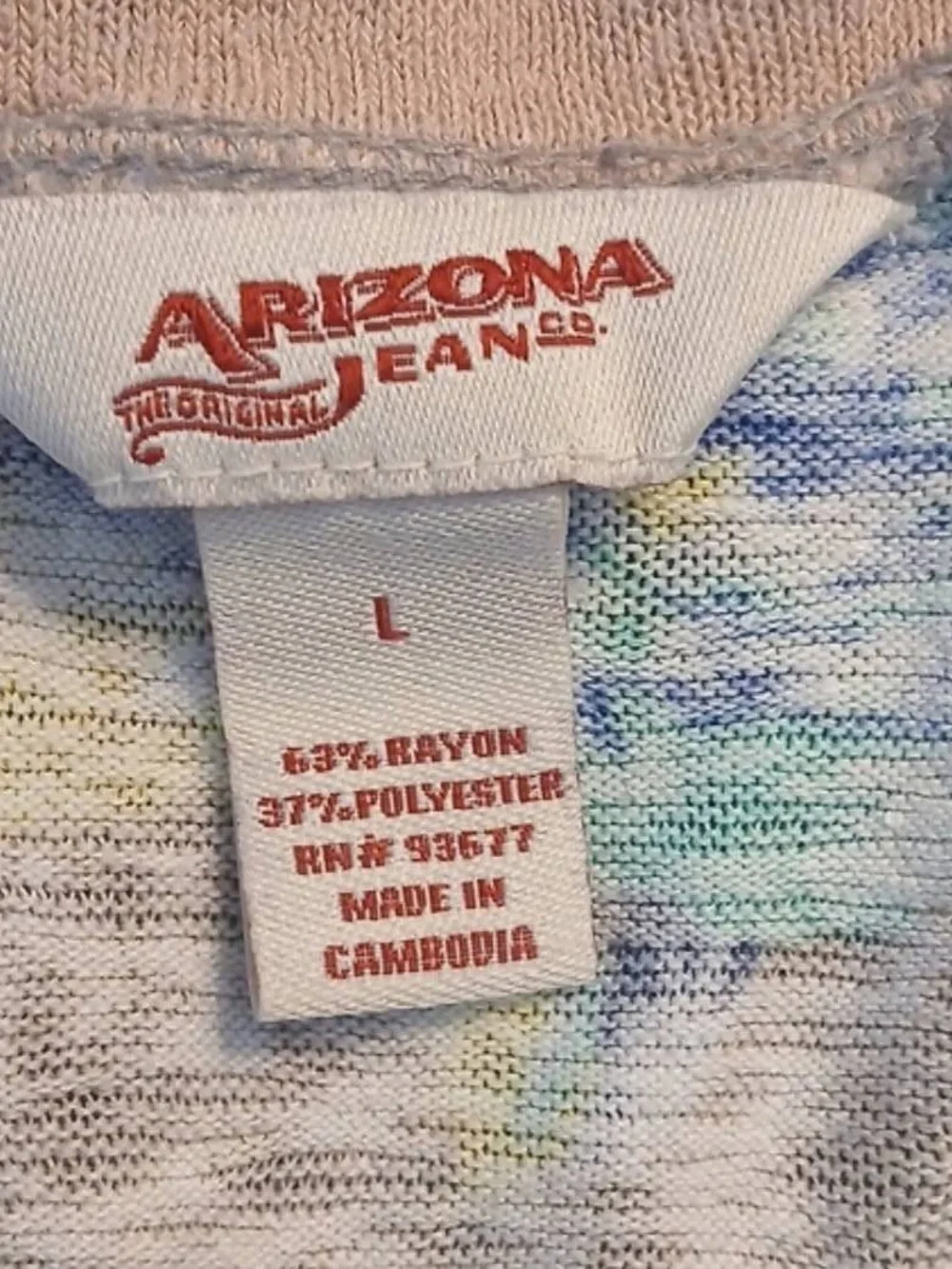 Arizona Jean Company Floral Raglan Top with Blue Roses and Light Pink Sleeves